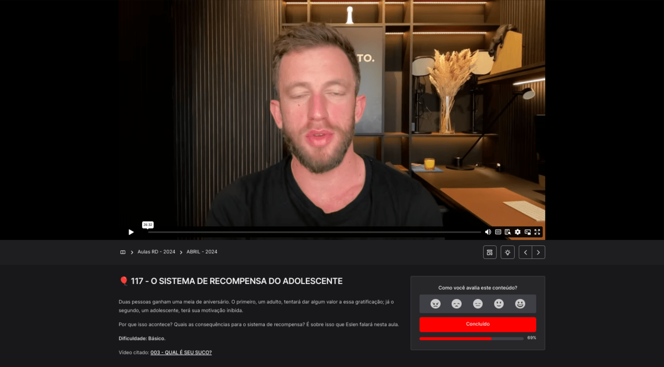 Apresentar a aula que está na plataforma Reservatório de Dopamina.